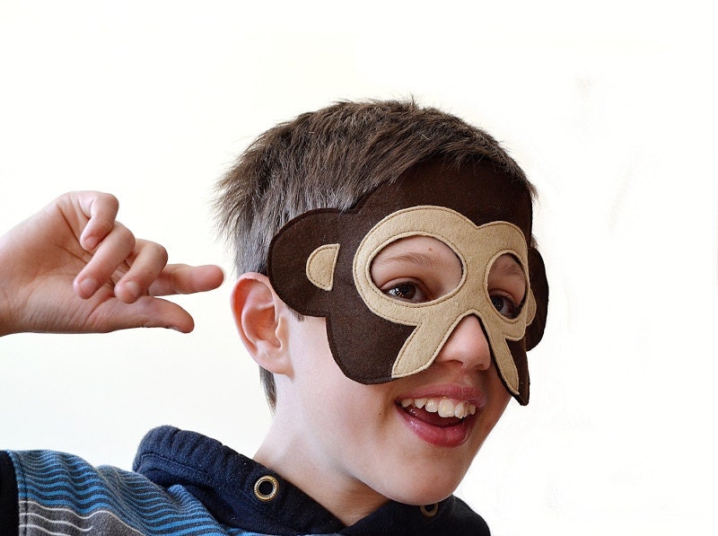 Monkey Children Mask Kids Costume Accessory, Dress up Toy Pretend Play for Girls Boys and Toddlers