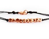 Copper Nuggets Bracelet on Brown Irish Waxed Linen