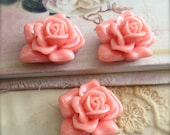 Rose Cabochon Beads Large Peach Shabby Retro Destash Supplies