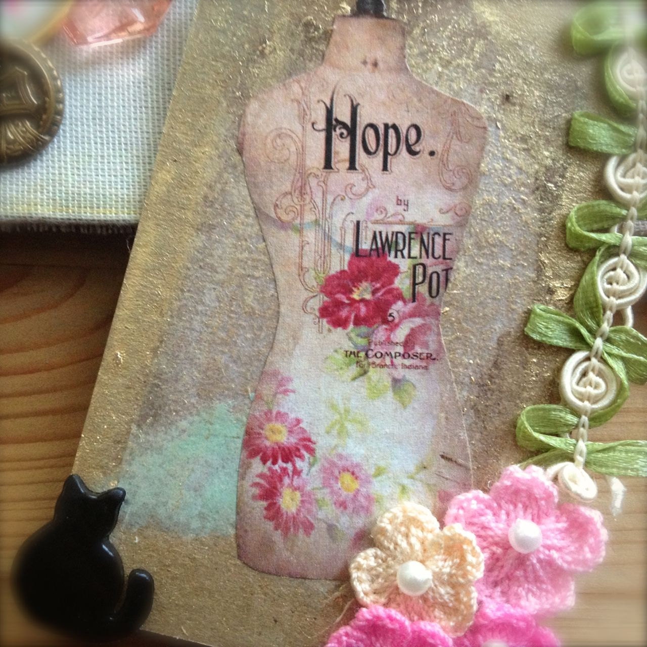 Gift Tag Keepsake Shabby Romantic Embellishment Vintage Inspired - Hope