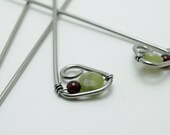 Stainless Steel Martini Picks with Jade and Garnet Beads