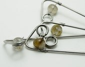 Stainless Steel Martini Picks with Rutilated Quartz Beads