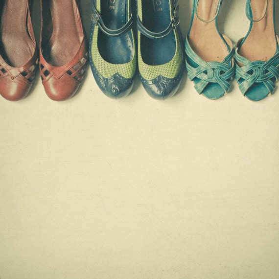 20% SALE The Shoe Collection - Shoe art, vintage style photograph, fashion art, warm colours, minimalist art, bedroom wall art 8x8 print