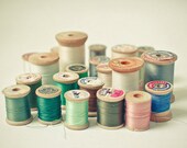 20% SALE City - Sewing room decor, craft room art, gift for her, pastel decor, neutral colours, pastel cotton reels 5x7 Print