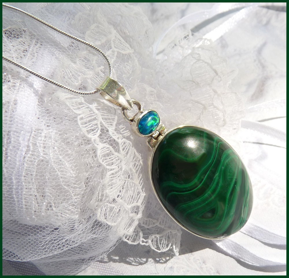 Malachite - Fire Opal - Necklace  DD 8789