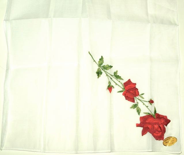 Two floral embroidered cotton handkerchiefs