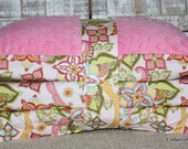 Kinder Nap Mat Cover -Bohemian Floral and Rose Pink Minky - Ready To Ship
