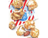 Cracker Jacks - ORIGINAL Colored Pencil Drawing - American Candy - Caramel Corn Candy - Realistic Food Art