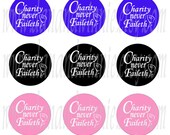 RELIEF SOCIETY Theme Charity Never Faileth 1 inch circles digital graphics collage sheet, bottle caps, scrapbooking, tags