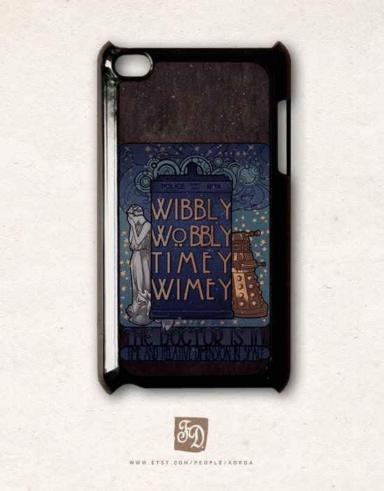 iPod touch 4th gen. case Art Nouveau , Doctor quote, TARDIS and the Weeping Angel