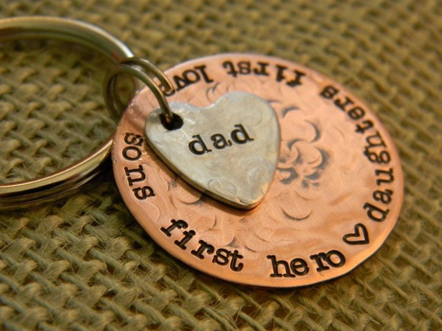 key chain for dad, personalized custom hand stamped