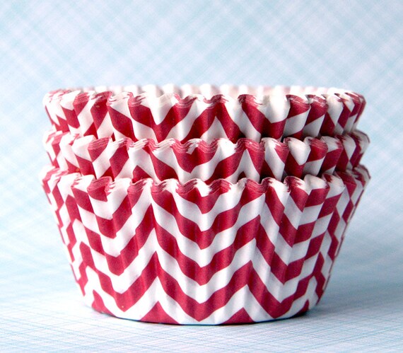 Chevron Cupcake Liners - Red Baking Cups (50) Il_570xn