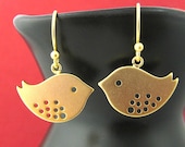 Love Bird Earrings - Matte Gold Sparrow Spotted Lovebirds (D204Gold)