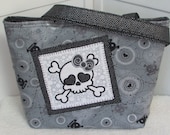 Funky Girl Skull Tote Black and Grey Large purse  Ready to Ship