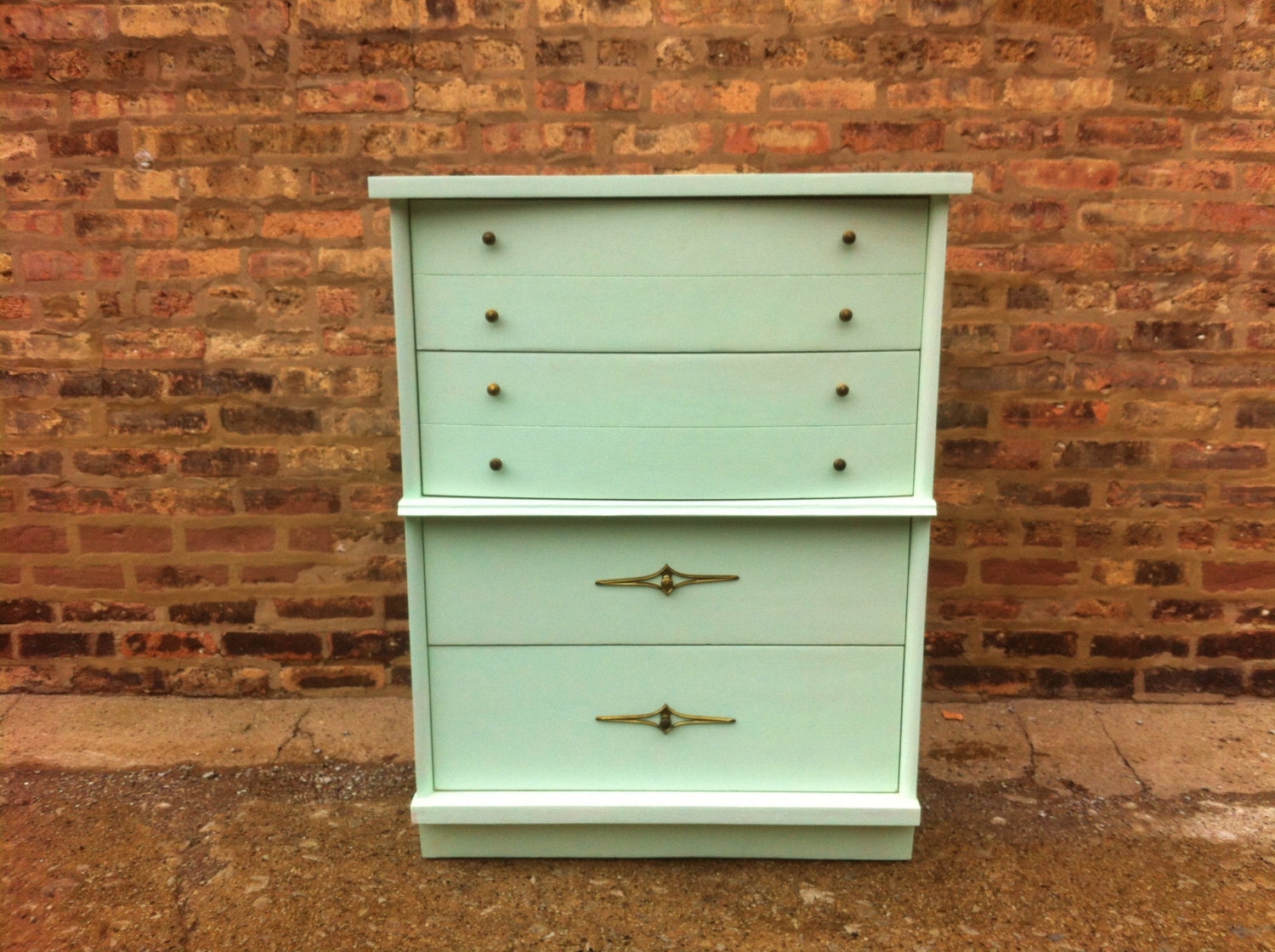Vintage Highboy In Minty Green