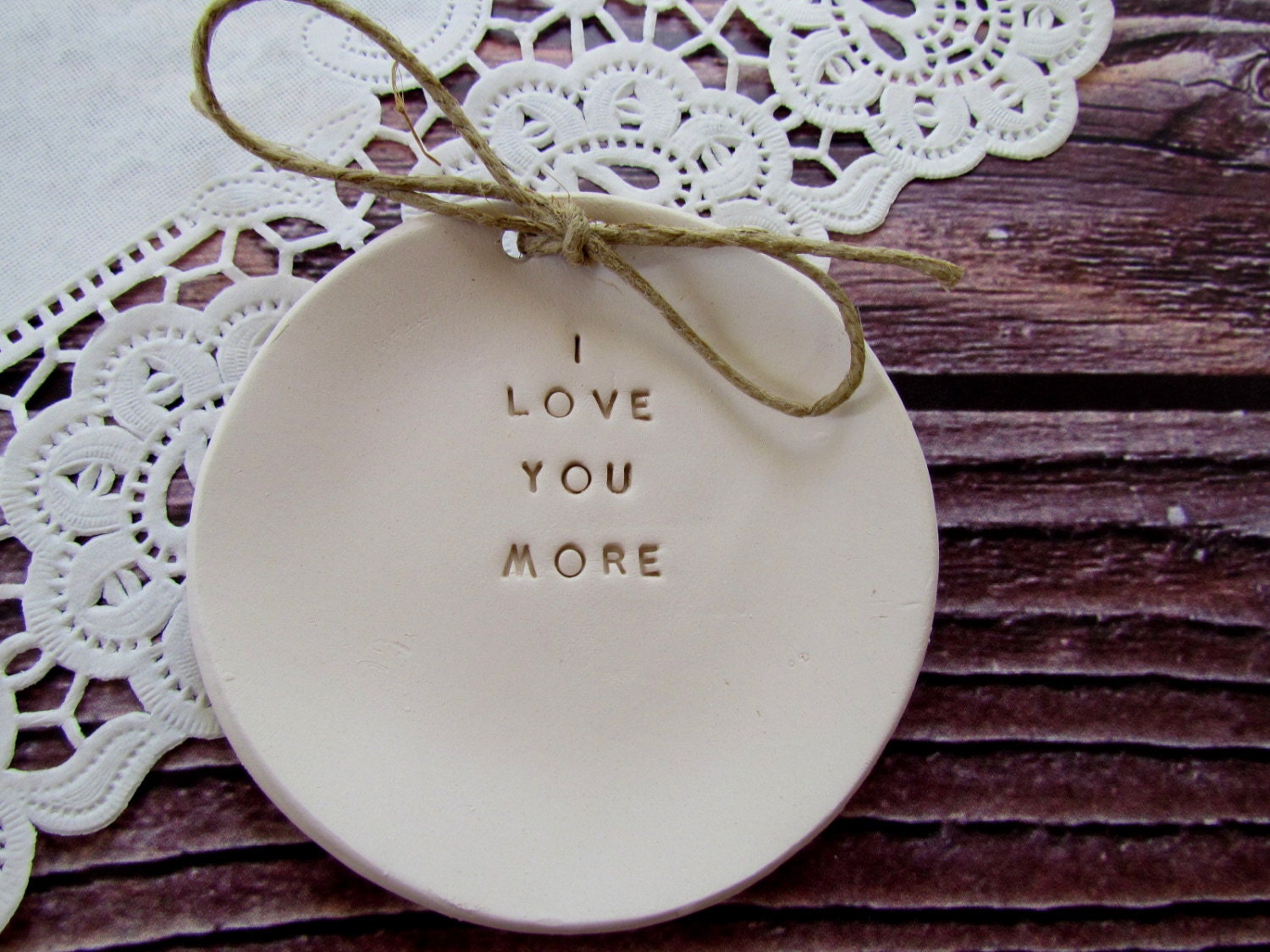 I love you more Wedding ring bearer Ring dish Alternative Wedding Ring pillow