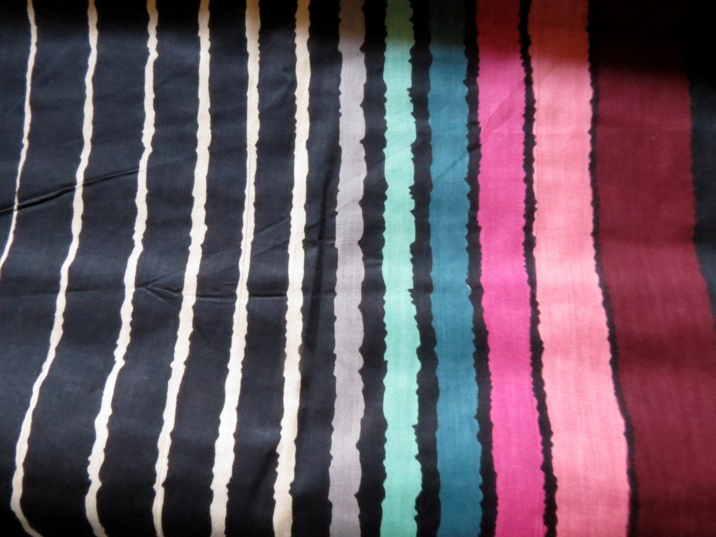 I3 - Black Multicolored Stripes Pattern Cotton - One Yard