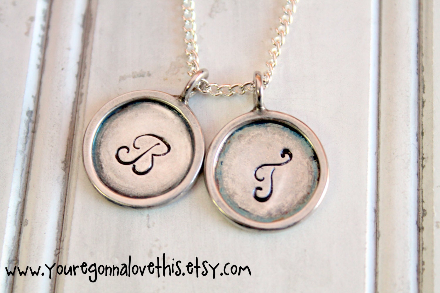 Personalized Initials Necklace - 2 Initials Sterling Silver Plated