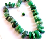 statement choker necklace, emerald green, chunky gemstones, unique, ooak, sterling silver, bohemian - reduced