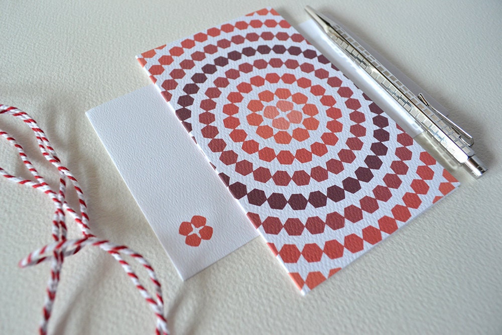 Red Ombre Card with Hexagon Circles
