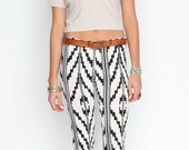 Hand Printed Organic 'Southwest' Leggings in Black on Creme