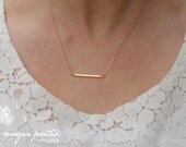 Tiny Bar Necklace in Gold - Little Bar Pendant Suspended on Gold Filled Fine Chain - Perfect Gift - morganprather