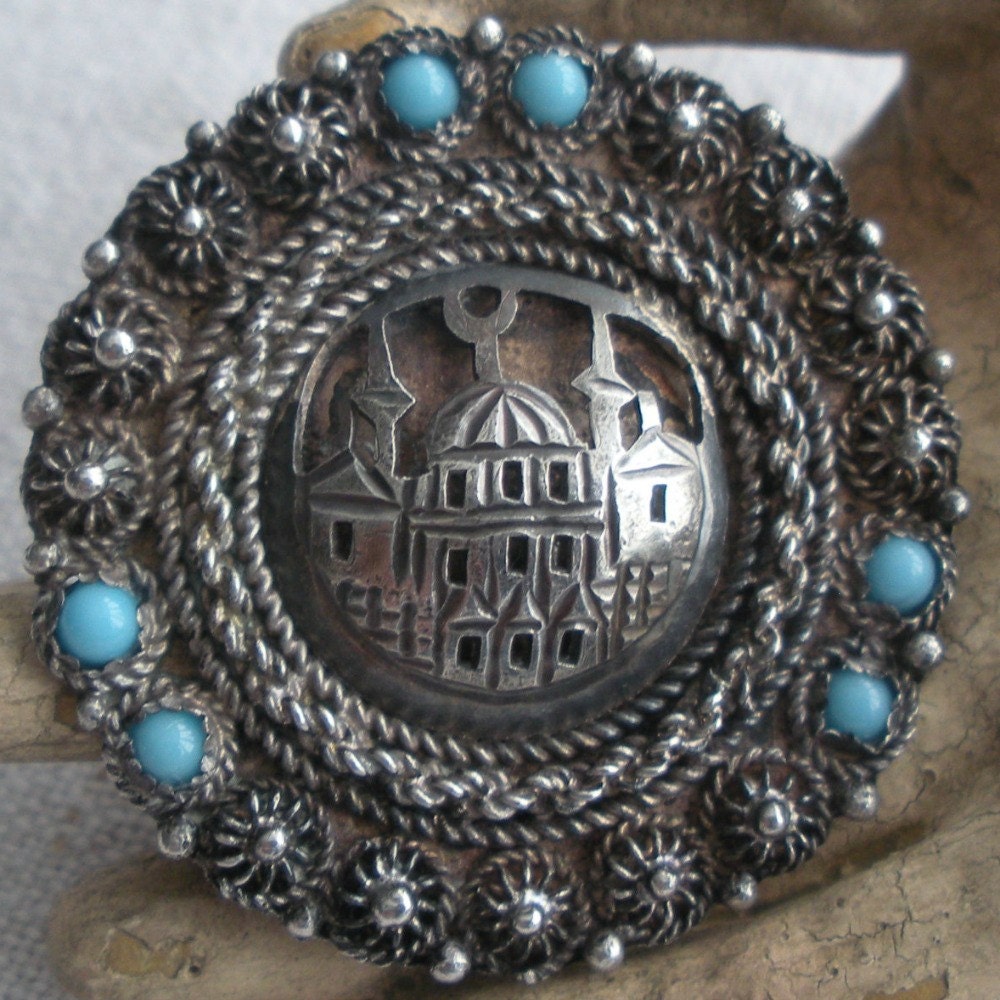 Islamic Mosque Brooch Antique Silver