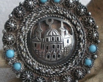 Islamic Mosque Brooch Antique Silver