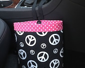 Car Trash Bag PEACE SIGNS Black/White, Women, Men, Car Litter Bag, Auto Accessories, Auto Bag, Car Organizer