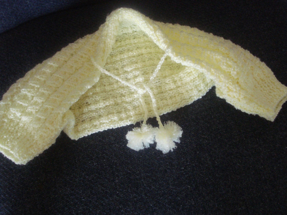 Baby Shoulderette Shrug Hand Knit, Size 3 to 12 months