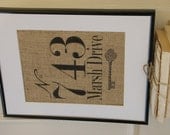 Housewarming Burlap Address Artwork