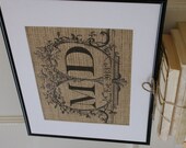 Double Monogram Wedding Burlap Artwork