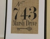 Housewarming Burlap Address Artwork