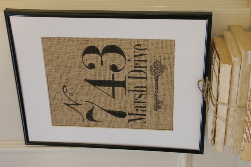 Housewarming Burlap Address Artwork