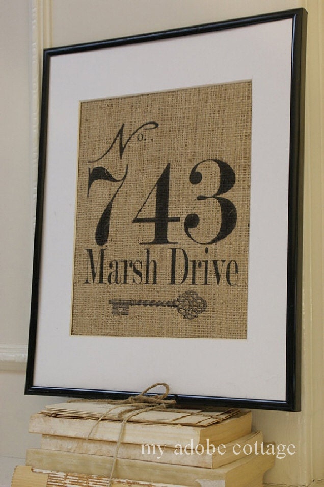 Housewarming Burlap Address Artwork