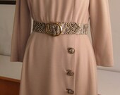 Vintage 60s 70s Mod Wool Knit Day Dress with Faux Snakeskin Shannon Rodgers Jerry Silverman Bullocks Wilshire
