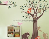 THE ORIGINAL Tree with Forest Friends Decal Set - Kids Baby Nursery Wall Decals