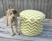 Green pouf ottoman, floor pouf in 18", round ottoman, floor cushion green, chevron pouf, pouffe, bean bag, chevron floor cushion,kids pouf
