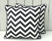 Black chevron pillow cover, chevron throw pillow 18x18, pillow with accent piping, geometric pillow, zigzag pillow, black and white pillow