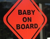 SAFETY REFLECTIVE - Large Baby on Board Vinyl Decal Reflective at Night for Car or Boat - FREE Daddy Decal Too