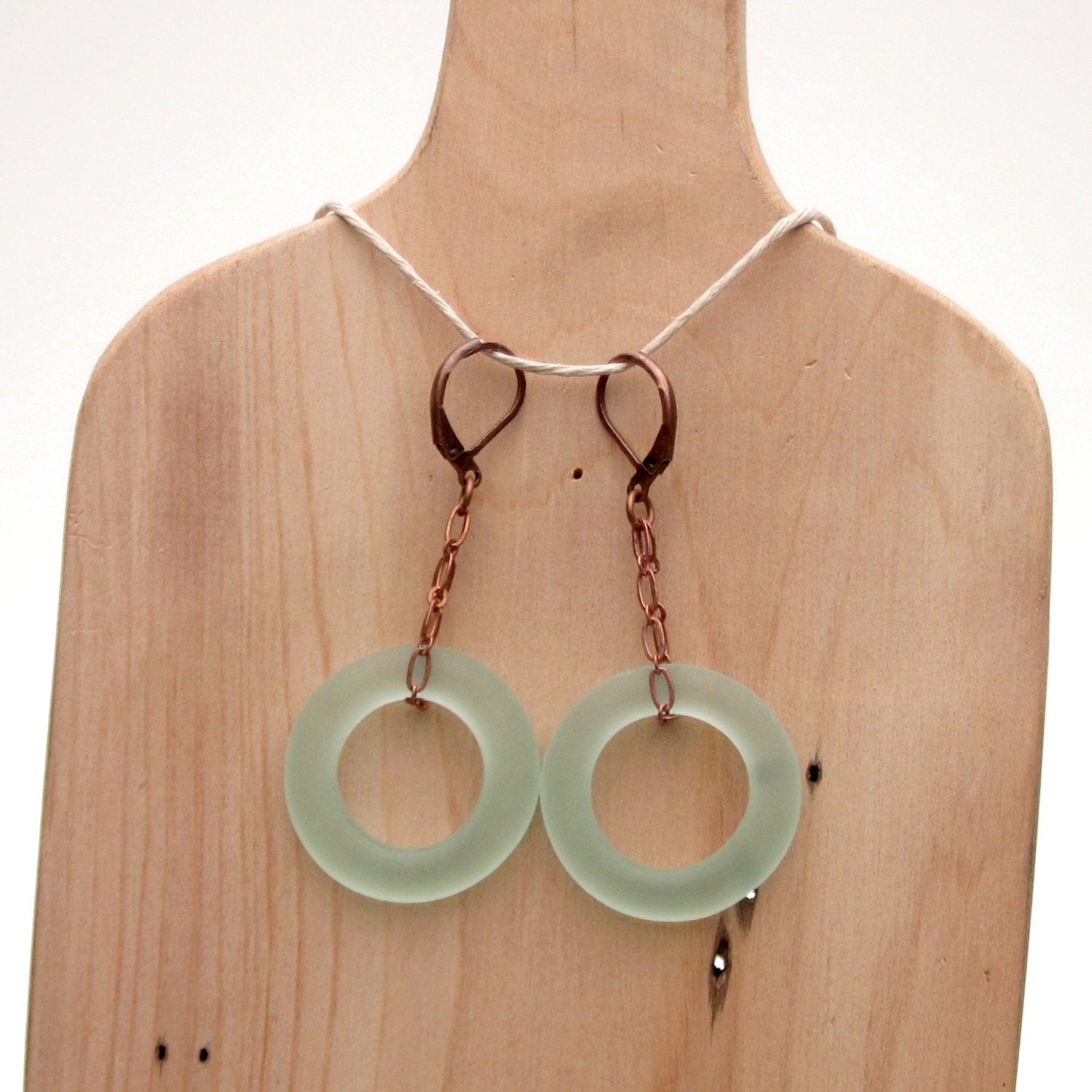 Coca Cola Bottle Copper Dangle Earrings (sea glass)