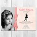 Printable Peach Pink Ballerina Picture Birthday Invitation
