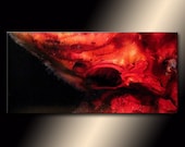 Abstract Painting, Original Abstract painting, Contemporary Modern Fine Art, Red ,Black Canvas Art, by Henry Parsinia Large 48x24