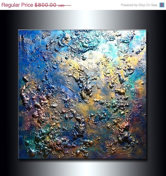 ORIGINAL Texture Modern Metallic  Abstract Contemporary Fine Art by Henry Parsinia Large 36x36