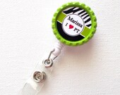 Personalized Lime Zebra  - ID Badge Holder - Badge Reel - Nurse Badge Holder - Nursing Badge - PT ID Badge Clip - Retractable Badge Reel