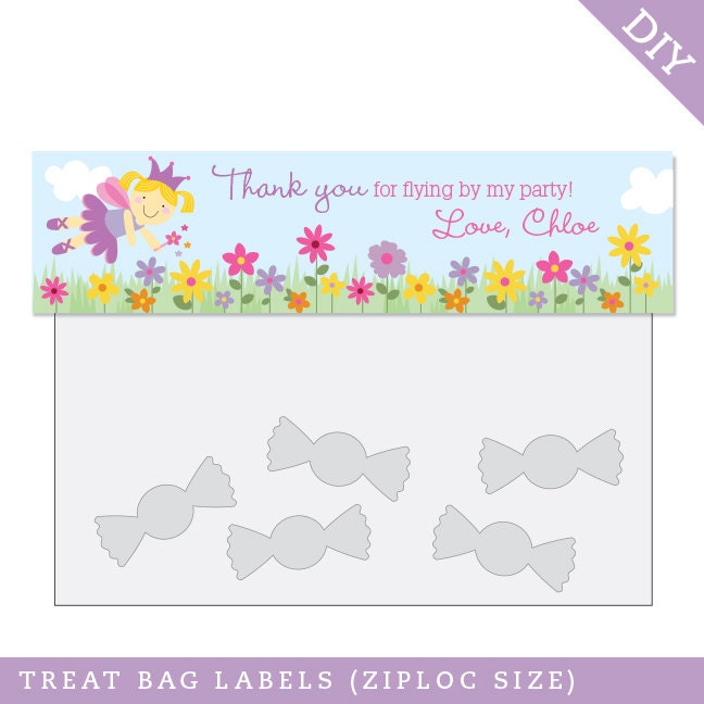 Garden Fairy party - Personalized DIY printable treat bag label - Choose your own fairy