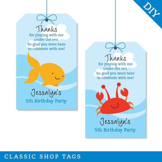 Under the Sea party - Personalized DIY printable favor tags
