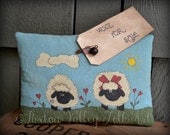 Hand Painted Sheep Pillow Handpainted Muslin and Cutter Quilt Cupboard Tuck Primitive Rustic Home Decor