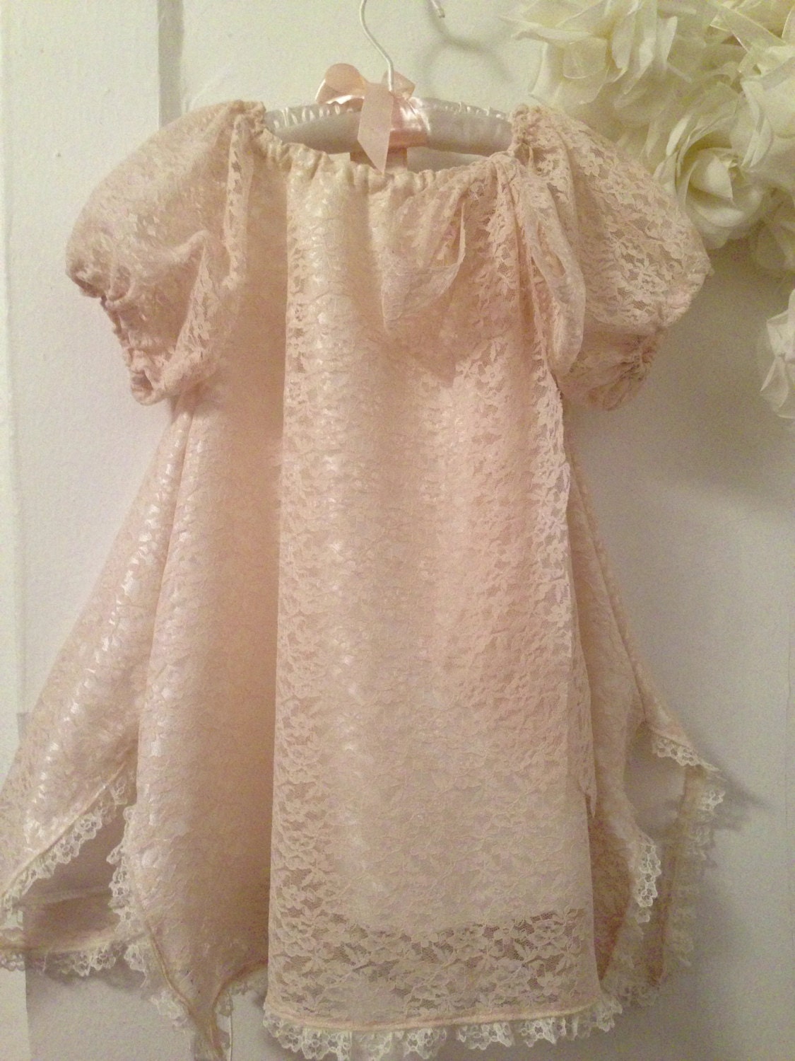 Ivory flower girl dress, wedding, christening, special  occasion, lace dress