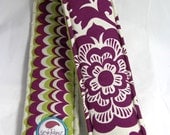 Camera Strap Cover Reversible Purple Amethyst and  Green Groovy Chevron